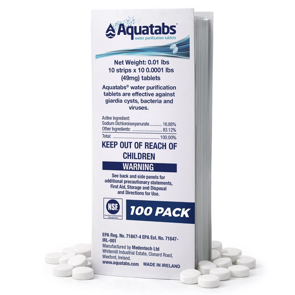 Aquatabs 49mg Water Purification Tablets (100 Pack)