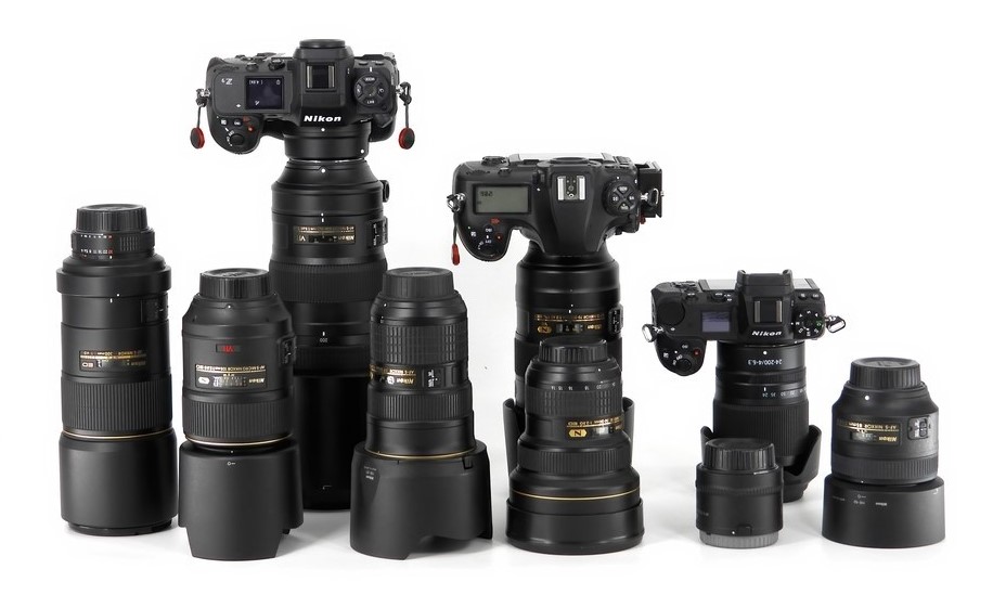 Group image of Nikon camera and lenses